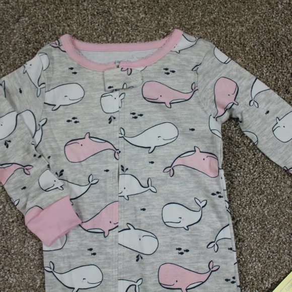 Carters Baby Girl Zip Footed Sleeper Pajamas Set Whale Watermelon 18M 24M NWT - Picture 3 of 4